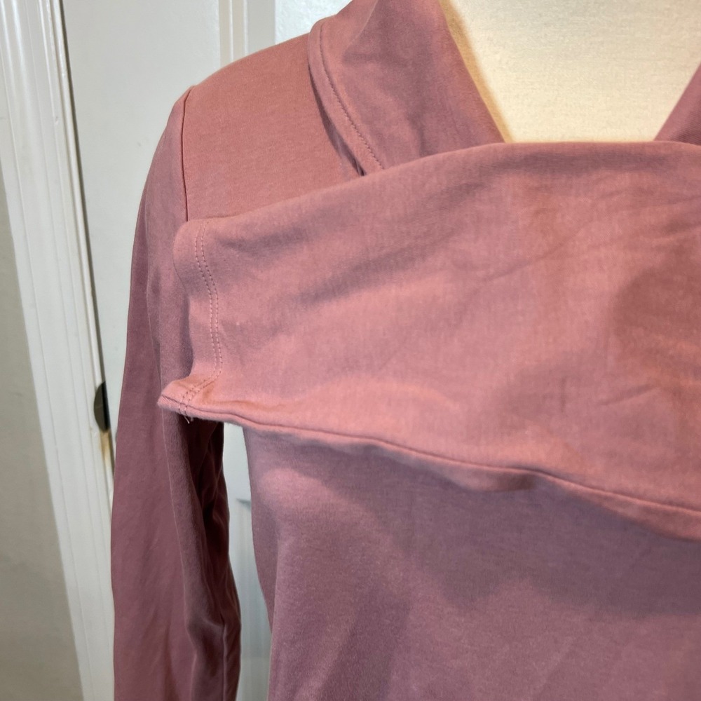 LL Bean Pink Cotton Cowl Neck Long Sleeve Casual Top Women M - Picture 3 of 7